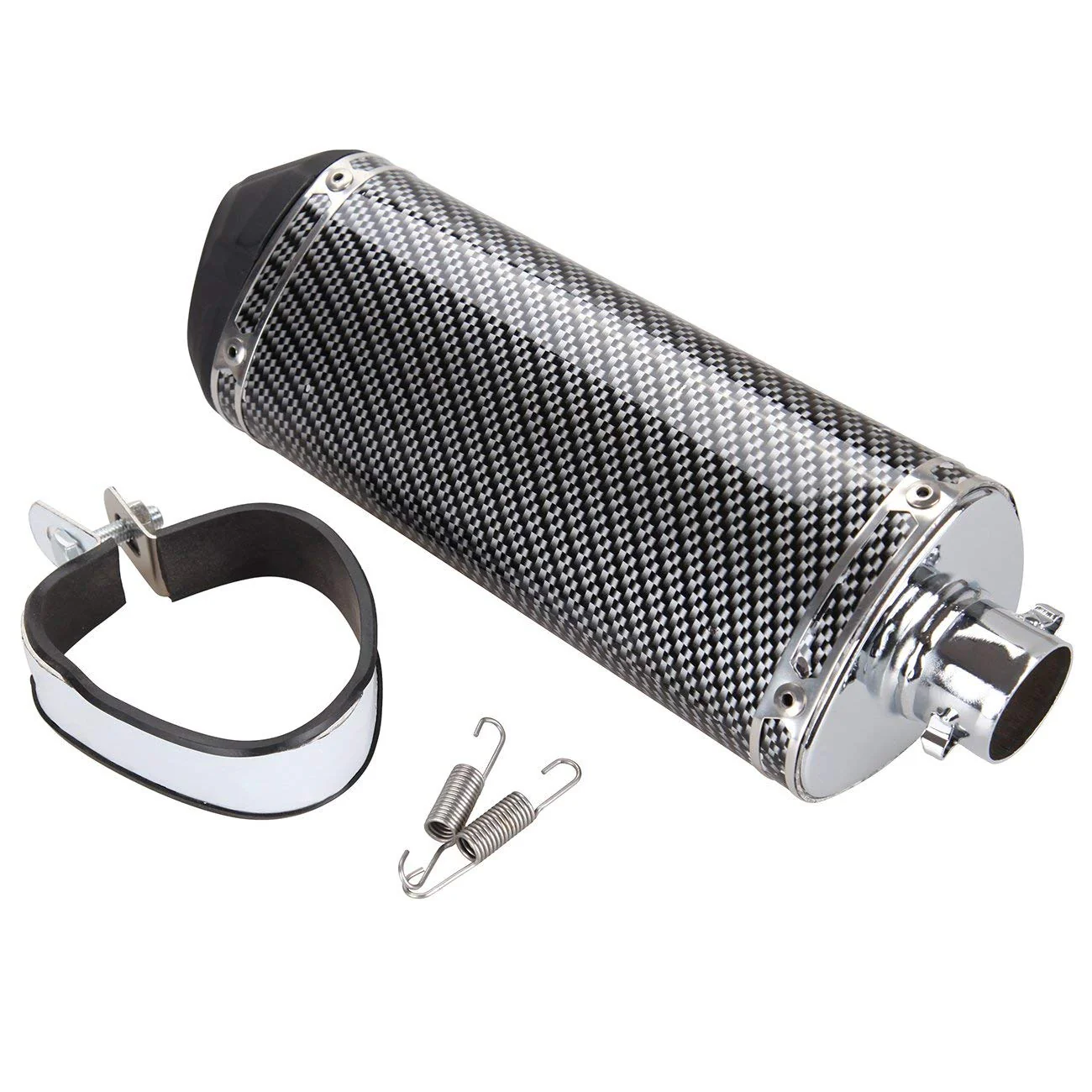 Carbon Fiber 38mm Motorcycle Scooter Exhaust Muffler Pipe W/ Movable Silencer - Image 2