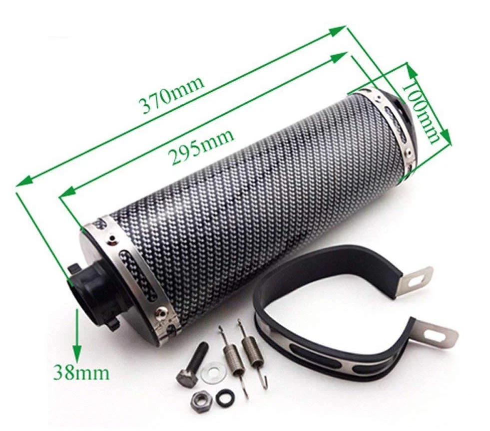 Carbon Fiber 38mm Motorcycle Scooter Exhaust Muffler Pipe W/ Movable Silencer - Image 6