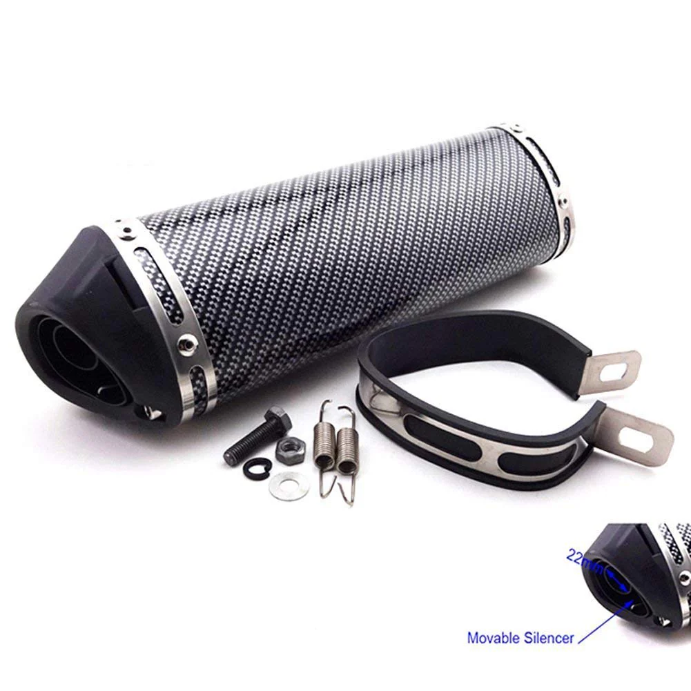 Carbon Fiber 38mm Motorcycle Scooter Exhaust Muffler Pipe W/ Movable Silencer - Image 7